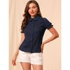 INSPIRE CHIC Women's Short Sleeve Button Down Peter Pan Collar Blouse - 3 of 4