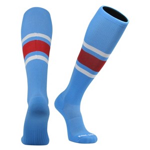 MK Socks Competitor OTC Baseball, Football Socks - Columbia Blue White Red. - 1 of 4