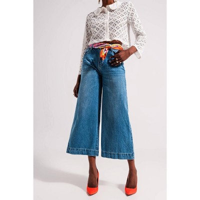 Women's Cotton High Waisted Cropped Jeans - Q2 S