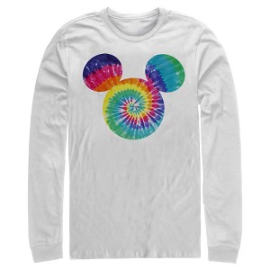 Men's Mickey & Friends Rainbow Tie-Dye Mickey Mouse Logo Long Sleeve Shirt - 1 of 4