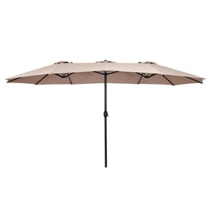 Tangkula 15'Patio Umbrella Double-Sided Outdoor Shade Offset Beige - 1 of 4