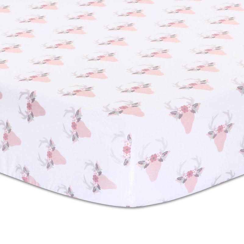 The Peanutshell Meadow Baby Crib Bedding Set - Pink Floral - 3pc, 4 of 6