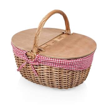 Picnic Time Country Basket - Red and White Gingham