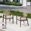 Captiva Designs 7pc Slat-top Round Steel Dining Table and Fixed Wicker Chairs with Thick Cushions - 2 of 4