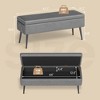 Ottoman Bench with Storage, Rectangular End of Bed Storage Benches, Faux Leather Mid-Century Modern Storage, Entryway Bench for Bedroom,Living Room - 2 of 4