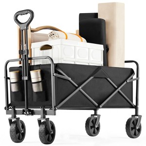 VisioGear Outdoor Serving Carts, Foldable Cart with All-Terrain Wheels, Collaspible Cart with Handle, Black, 29.5"*18.5"*35" - 1 of 4