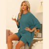 cheibear Women's Knit Loose Fit T-Shirt with Biker Shorts Lounge Sleepwear Pajama Sets - 2 of 4