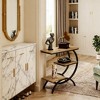 Gulches C-Shaped End Table (Light Brown) Industrial 3-Tier Small Side Table with Storage Shelves for Couch Living Room Small Space - 2 of 4