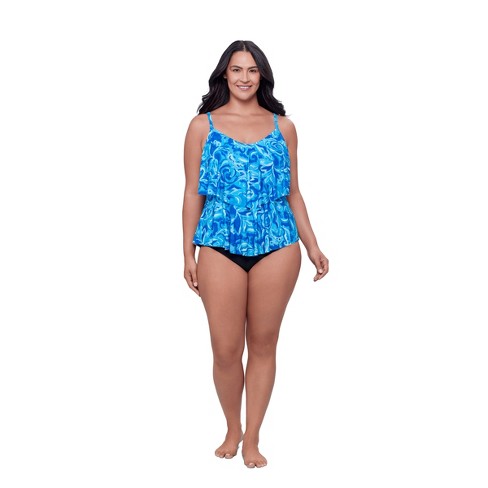 Trimshaper Plus Ronnie Tumbled Paisley Tankini Swim Top - image 1 of 3