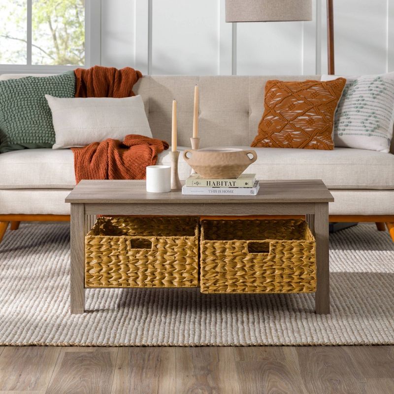 Mission Coffee Table with Woven Baskets - Saracina Home, 3 of 20