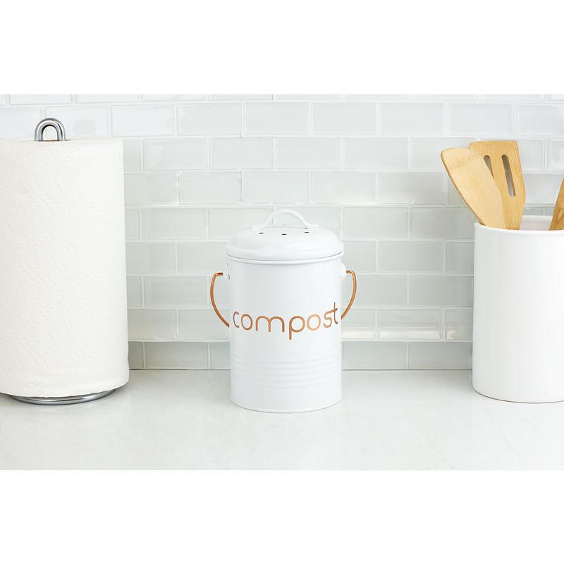 Home Basics Grove Compact Countertop Compost Bin, White, 5 of 7