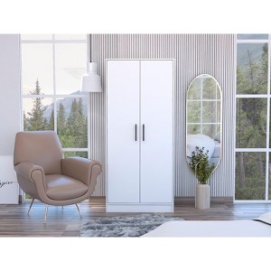 CAVINAS 2-Door Bedroom Armoires,Armoire Wardrobe Closet with Hanging Rod,Bottom Drawer,2 Shelves,Storage Armoire for Bedroom,Dressing Room,Apartment - 1 of 4