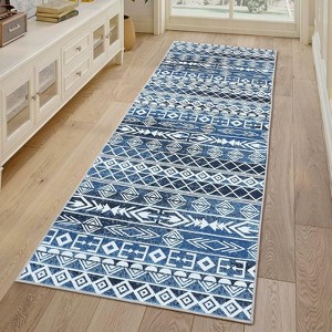 Modern Geometric Area Rug Plush Soft Wool Machine Washable Carpet, Non-Slip Large Rug for Living Room, Bedroom, Dining Room - 1 of 4