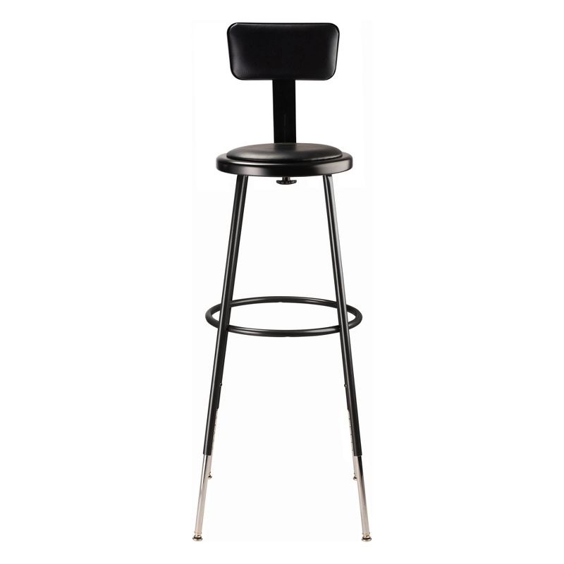 Set of 2 32&#34;-39&#34; Height Adjustable Heavy Duty Vinyl Padded Steel Accent Barstools with Backrest Black - Hampden Furnishings, 3 of 11