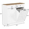 Double Tilt-Out Trash Cabinet, 20 Gal Hidden Wooden Bin with Solid Wood Top & Drawer, Farmhouse Style, Pet-Proof - 2 of 4