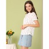 INSPIRE CHIC Women's Keyhole Back Stand Collar Short Sleeve Floral Blouse - 4 of 4