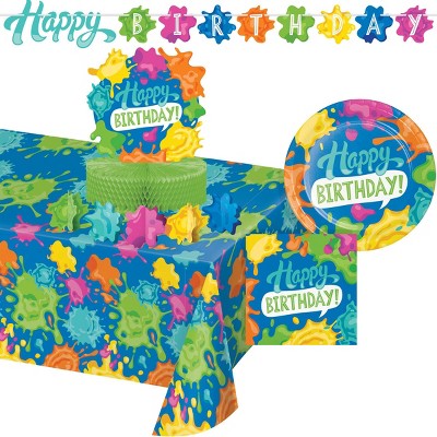 Creative Converting Birthday Paint Splatter Tableware and Decor Set 8ct