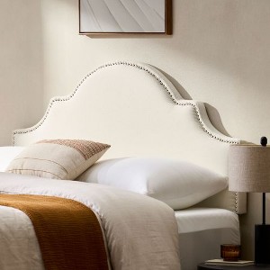 Arched Camel-Back Upholstered Headboard Queen Size with Nailhead Stud Trim, Adjustable Height Full/Queen Beds Headboard -Christopher Knight Home - 1 of 4