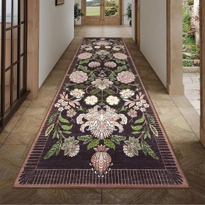 coucheta Multi-size Washable Soft Floral Area Rugs for Living Room, Non Slip Botanical Non Shedding Stain Resistant Carpet, for Bedroom, Dining Room - 1 of 4