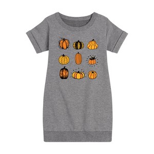 Girls' - Instant Message - Fall Pumpkin Mania Graphic Short Sleeve Fleece Dress - 1 of 4