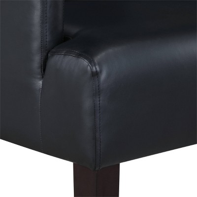 Black Faux Leather Accent Chair with Wood Legs