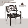 Costway 2/4 PCS Cast Aluminum Patio Chairs Set of 2 Outdoor Dining with Armrests & Curved Seats Bronze - 3 of 4