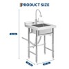 Stainless Steel Utility Sink with Faucet, Freestanding Laundry Tub with Adjustable Legs, Hot & Cold Water Pipes - 2 of 4