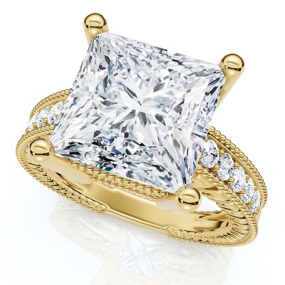 Pompeii3 Certified 4 1/5Ct Princess Cut Diamond Engagement Ring 14k Gold or Pt Lab Created