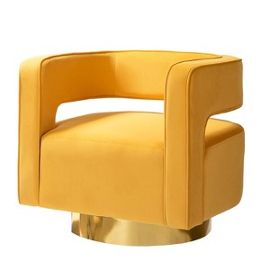Velvet Edise Swivel Barrel Chair Living Room Accent Chair with Metal Base  | Karat Home - 1 of 4