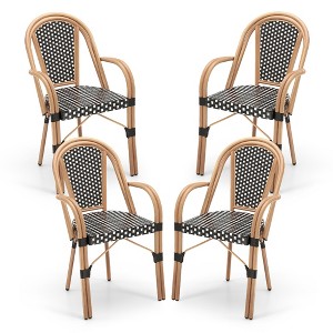 Tangkula Outdoor French Bistro Chairs 4 PCS w/ Armrests Galvanized Metal Frame - 1 of 4