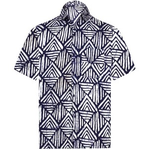 HAPPY BAY Men's Casual Shirt Summer Aloha Casual XX-Large Denim Aztec - 1 of 4