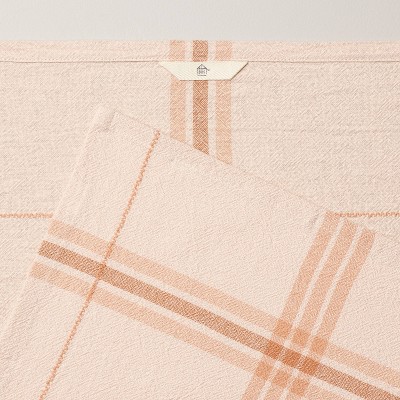 Tri-Stripe Plaid Flour Sack Kitchen Towel Blush/Tan - Hearth &#38; Hand&#8482; with Magnolia_1