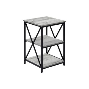FONTOI Square 3-Tier Side Table with 2 Storage Shelves, Bedside Table with X-Shaped Design for Living Room, Bedroom, Grey, 18"*26"*18" - 1 of 4