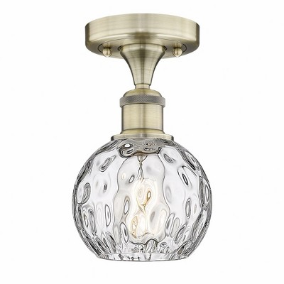 Athens Water Glass - 1 Light Semi-Flush Mount In Industrial Style-8.75 Inches Tall and 6 Inches Wide