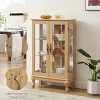 Wooakway Cherry Lighted Curio Cabinet with 2 Tempered Glass Doors Mirrored Back Panel Adjustable Shelves Display Case for Home Office Bulb Included - 4 of 4
