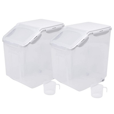 HANAMYA 10L Rice Storage Container with Wheels and Measuring Cup, Clear 
