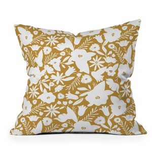 16"x16" Heather Dutton Finley Floral Goldenrod Square Throw Pillow White - Deny Designs: Machine Washable, Indoor Use, Polyester - 1 of 4