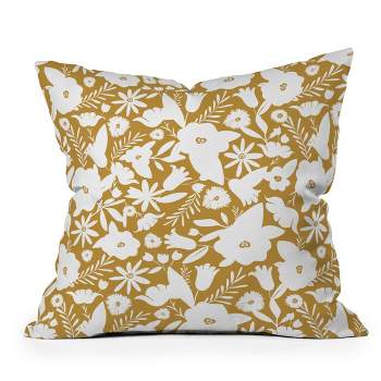 16"x16" Heather Dutton Finley Floral Goldenrod Square Throw Pillow White - Deny Designs