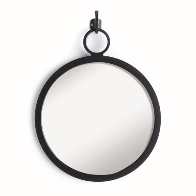 Plum & Post 19.5"L x 0.75"H x 16"W Eliana Black Framed Round Decorative Wall Mirror