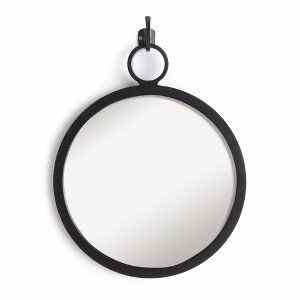 Plum & Post 19.5"L x 0.75"H x 16"W Eliana Black Framed Round Decorative Wall Mirror - 1 of 4