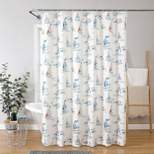 Kate Aurora Maritime Blues Coastal Sailboats And Fish Fabric Shower Curtain - 72 in. Wide x 72 in. Long