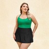 Women's Plus Size Alluring Two-Tone Swimdress with Halter Tie - Cupshe - 3 of 4