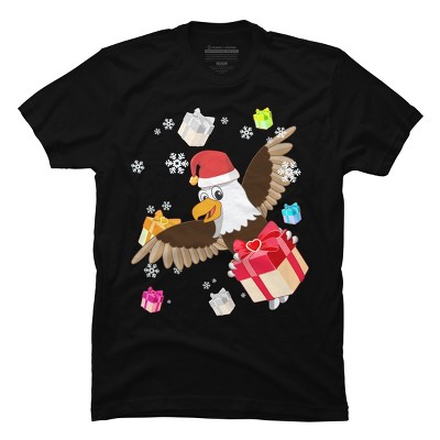 Men's Design By Humans Santa American Bald Eagle Christmas T-Shirt By thebeardstudio T-Shirt