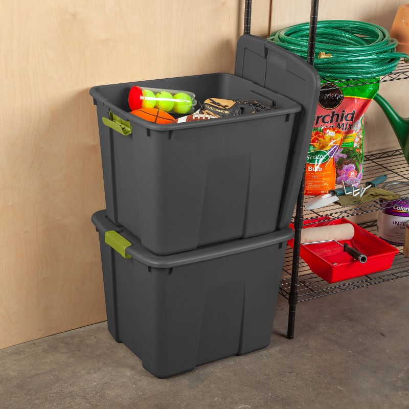 Sterilite 20gal Latching Tote Gray/Green, 5 of 14