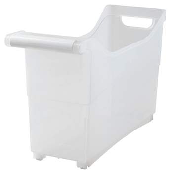 The Lakeside Collection Plastic Storage Bin with White Handle and Rolling Wheels for Kitchen, Pantry, Craft, Office or Toy Organization
