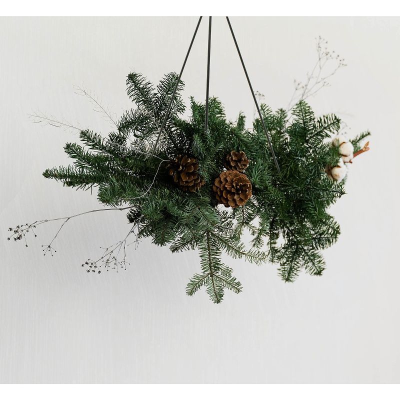 AuldHome Design Hanging Metal Wreath Chandelier/Hanger, Ceiling Mount Black Metal Floral Greenery Display, 3 of 8