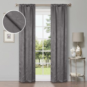 Modern Geometric Waves Room Darkening Semi-Blackout Curtains, Set of 2 by Blue Nile Mills - 1 of 4