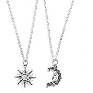 Sun & Moon BFF Necklace Set - 2PC Matching Best Friend/Couple Jewelry Gift - 1 of 4
