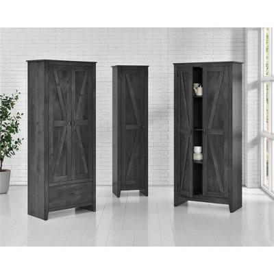 Rustic Gray Barn-Style Storage Cabinet with Adjustable Shelves