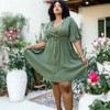 Anna-Kaci Women's Plus Size O-Ring Tied Belt Waist Butterfly Flare Sleeve Dress - 3 of 4